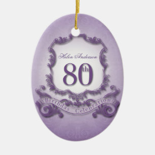 Adorno De Cerámica 80th Birthday Celebration Personalized Ornament