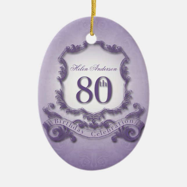 Adorno De Cerámica 80th Birthday Celebration Personalized Ornament (Frente)
