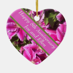 Adorno De Cerámica 8.º Aniversario, Clematis