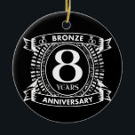Adorno De Cerámica 8.º bronce del aniversario del boda<br><div class="desc">Su octavo aniversario boda tiene el tradicional regalo de bronce. Este diseño de estilo escudo es un diseño romántico para parejas que celebran ocho años de matrimonio. Si quieres ayuda para personalizar este diseño, por favor contacta conmigo, es un botón de preguntar a este diseñador, justo debajo de este texto....</div>