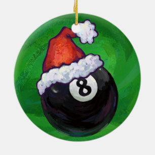 Adorno De Cerámica 8 Ball Navidad Verde