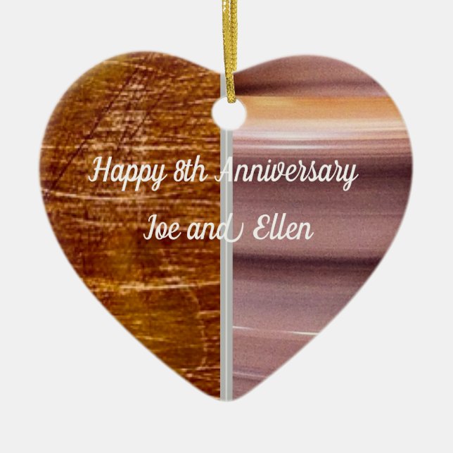Adorno De Cerámica 8th Anniversary, Bronze and Pottery Heart Keepsake (Frente)