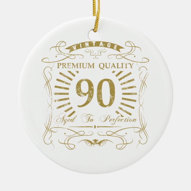 Adorno De Cerámica 90.º regalo de la bolsa de cumpleaños (Frente)