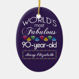 Adorno De Cerámica 90.o Cumpleaños la mayoría de las gemas coloridas