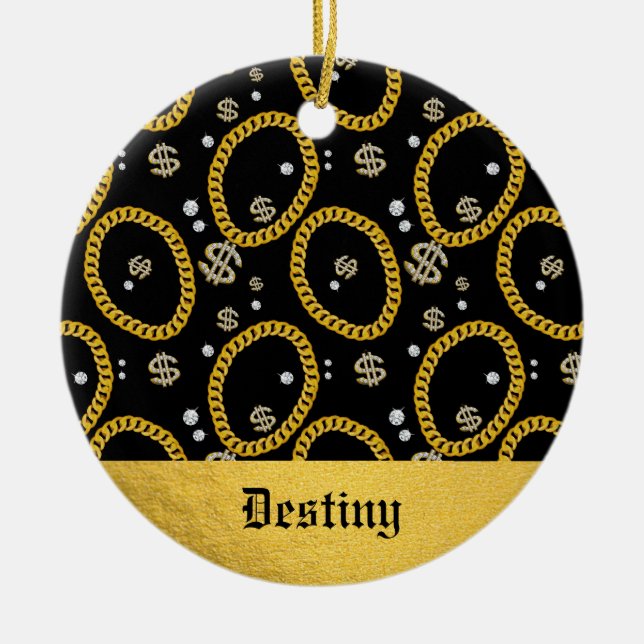 Adorno De Cerámica  90's Hip Hop Rap Music Gold Cuban Link Chain (Frente)