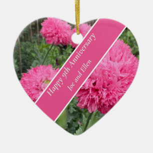 Adorno De Cerámica 9.º aniversario Boda, amapola