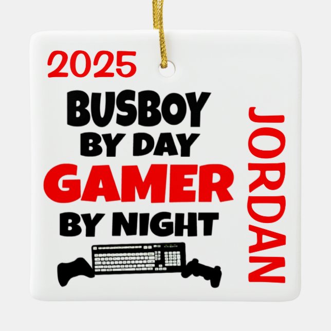 Adorno De Cerámica A Busboy le encanta jugar a videojuegos (Anverso)