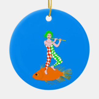 Adorno De Cerámica A flute player