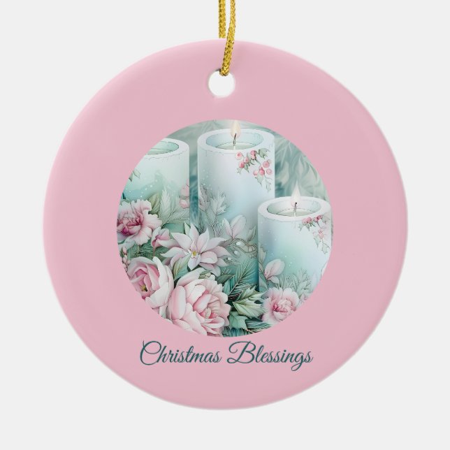 Adorno De Cerámica A Gentle Light – Pastel Christmas Card (Frente)