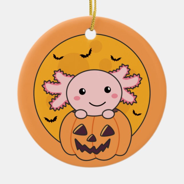 Adorno De Cerámica A La Calabaza Axolotl Le Encantan Los Animales Dul (Frente)
