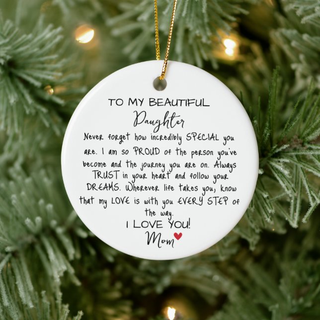 Adorno De Cerámica A mi hermosa hija, a mi hija Keepsake, (Árbol)
