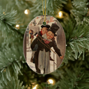Adorno De Cerámica A Navidades Carol: Tim y Cratchit