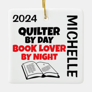 Adorno De Cerámica A Quilter le encanta leer PERSONALIZADO