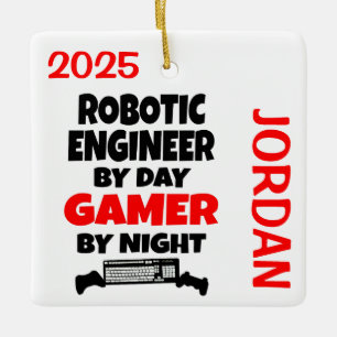 Adorno De Cerámica A Robotic Engineer le encanta jugar videojuegos