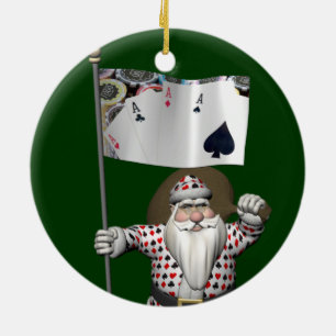 Adorno De Cerámica A Santa Claus le encanta jugar al póquer