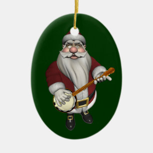 Adorno De Cerámica A Santa Claus le encanta su banjo