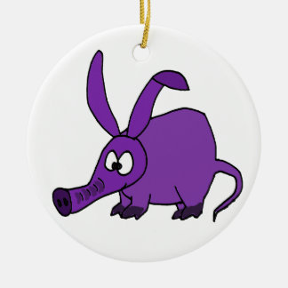 Adorno De Cerámica Aardvark púrpura divertido