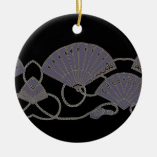 Adorno De Cerámica Abanico Morado Elegante