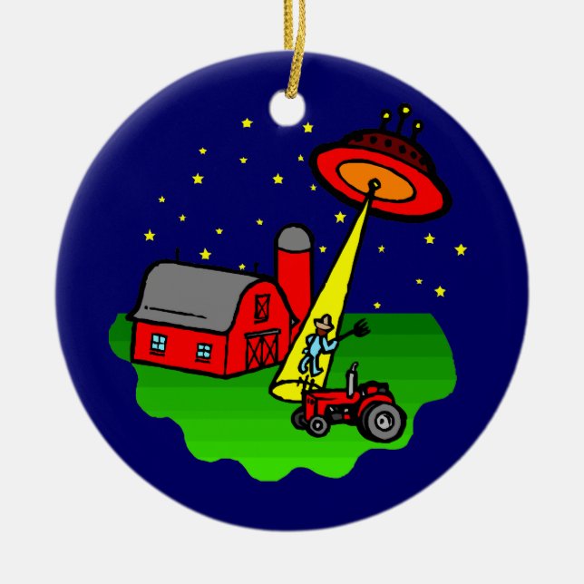 Adorno De Cerámica Abducción del extranjero del granjero (Frente)