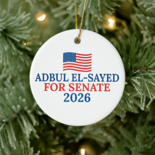 Adorno De Cerámica Abdul El-Sayed para Senado Elección de Navidad 202