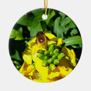 Adorno De Cerámica Abeja a las flores amarillas