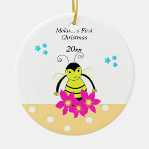 Adorno De Cerámica Abeja Caprichosa El Primer Navidad del Bebe