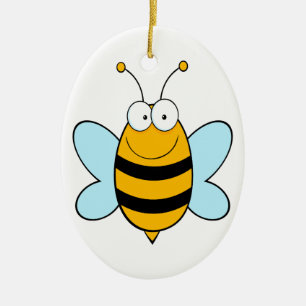 Adorno De Cerámica Abeja feliz y torpe dibujo animado tonto