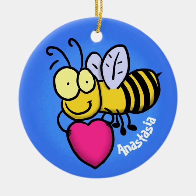 Adorno De Cerámica Abeja graciosa y linda con ilustracion personaliza (Frente)