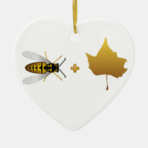 Adorno De Cerámica Abeja más una hoja de arce = una abeja de oro +