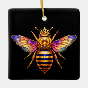 Adorno De Cerámica Abeja Reina Con Corona
