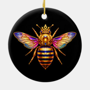 Adorno De Cerámica Abeja Reina Con Corona