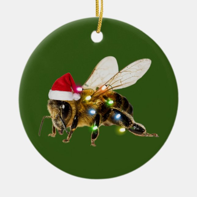 Adorno De Cerámica Abejas con Navidades de luces Gorras (Frente)