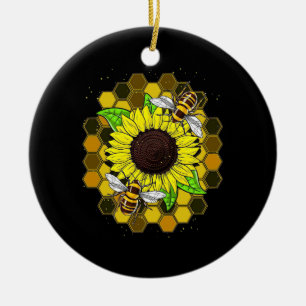 Adorno De Cerámica Abejas de girasol hippie