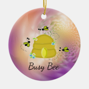 Adorno De Cerámica Abejas Ocupadas Multicolor Caprichosas