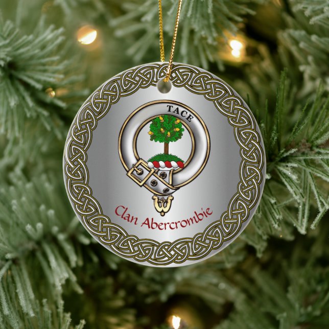 Adorno De Cerámica Abercrombie Clan Badge/Tartan Thistle Personalized (Árbol)