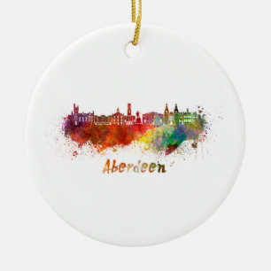Adorno De Cerámica Aberdeen skyline in watercolor