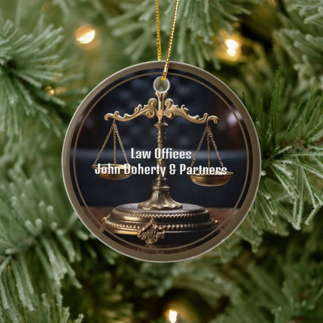 Adorno De Cerámica Abogado | Escala de justicia (Árbol)