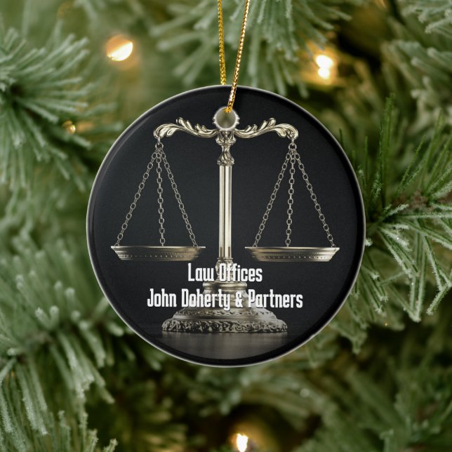 Adorno De Cerámica Abogado | Escala de justicia (Árbol)