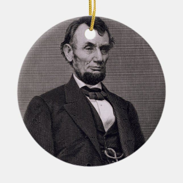 Adorno De Cerámica Abraham Lincoln, grabado de una fotografía cerca (Frente)
