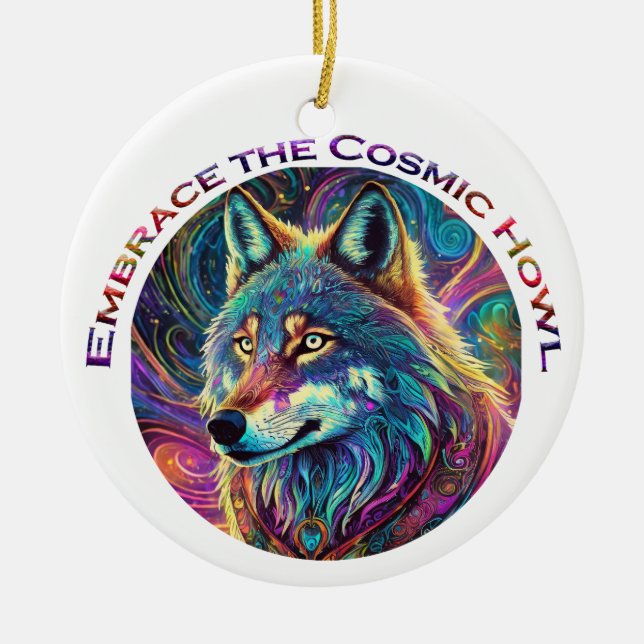 Adorno De Cerámica Abraza al Lobo Cósmico (Frente)