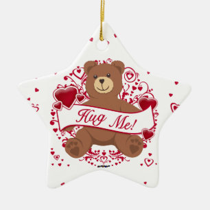 Adorno De Cerámica ¡Abrázame! Oso de peluche del día de San Valentín