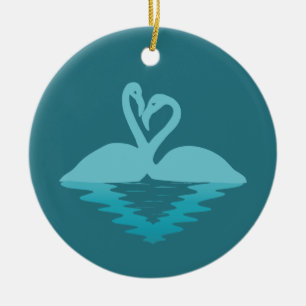 Adorno De Cerámica Abrazo de Flamingo