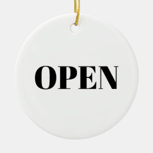 Adorno De Cerámica Abrir / Cerrado blanco negro de dos caras negocio 