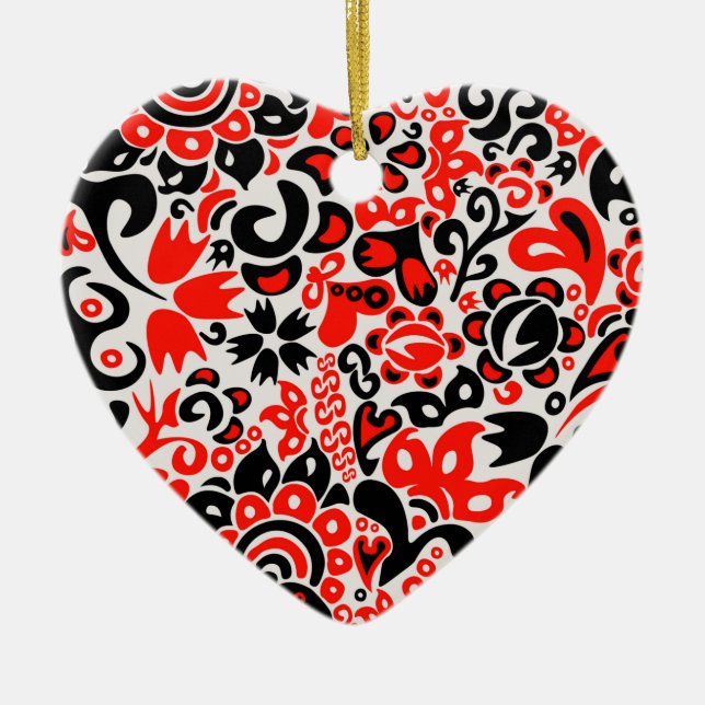 Adorno De Cerámica Abrupción del patrón floral del arte folklórico ét (Frente)