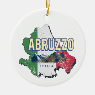 Adorno De Cerámica Abruzzo Italia Región Retro Mapa de recuerdos de é