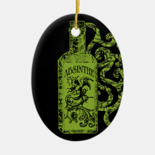Adorno De Cerámica Absinthe Bottle Swirls