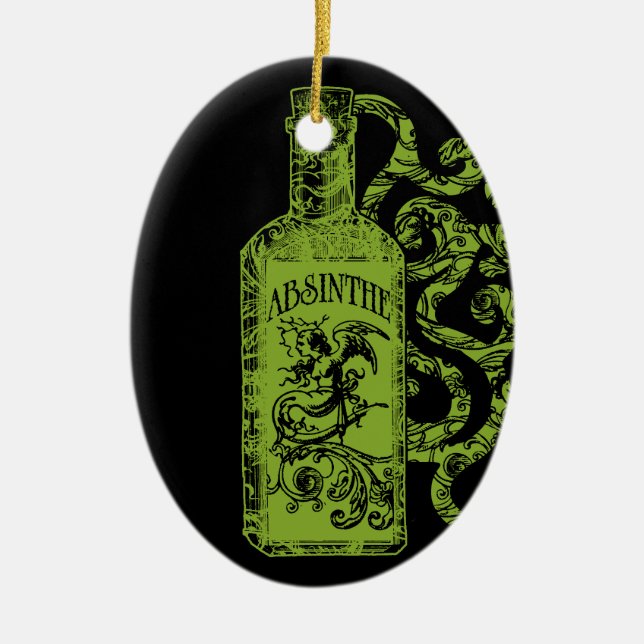 Adorno De Cerámica Absinthe Bottle Swirls (Frente)