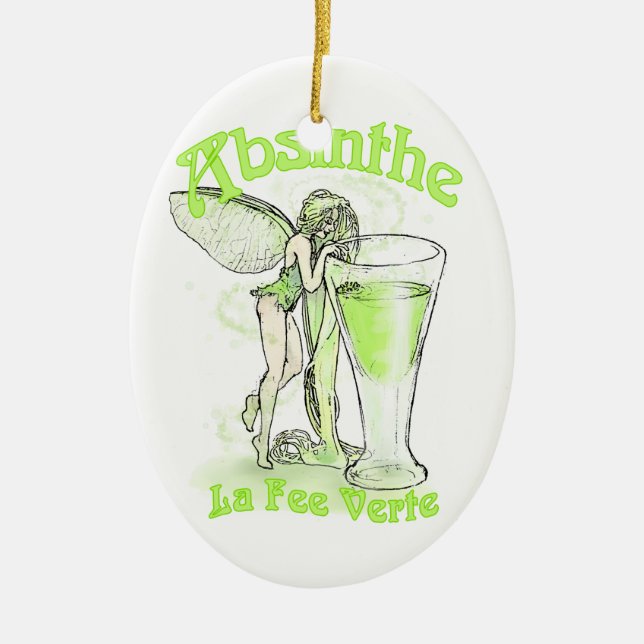 Adorno De Cerámica Absinthe La Fee Verte Hada Con Vidrio (Frente)