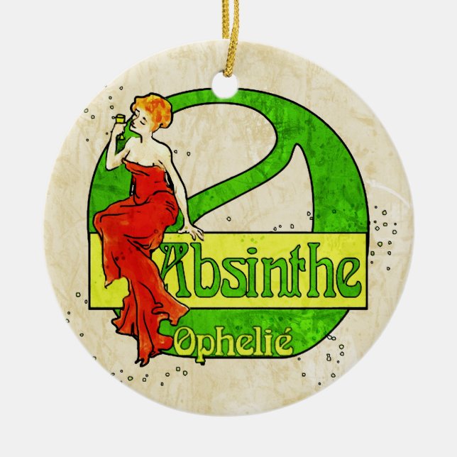 Adorno De Cerámica Absinthe Ophelie, mujer vestida de rojo (Frente)