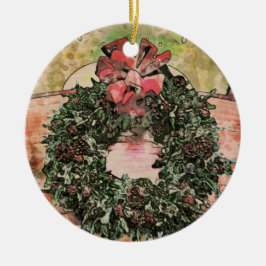 Adorno De Cerámica Abstract Christmas Wreath Ornament